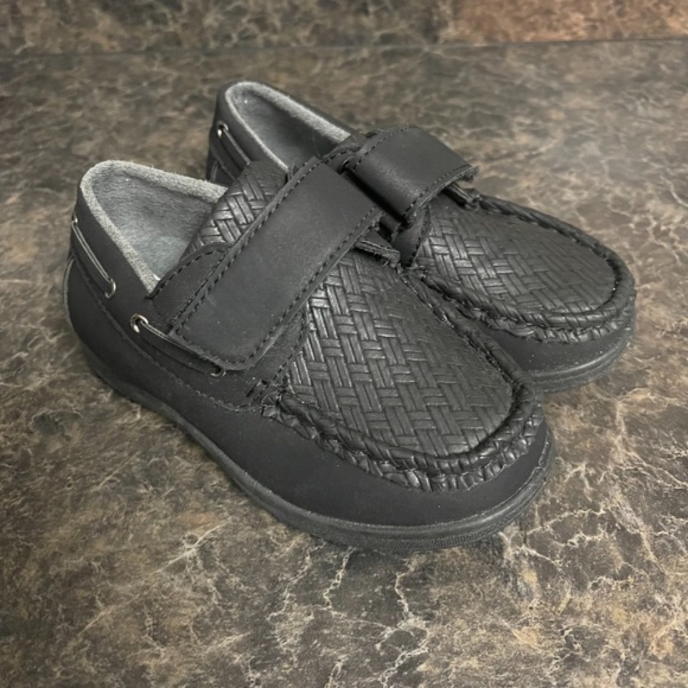 Josmo Velcro Slip On Boy's Black Dress Shoes Boys Size 9